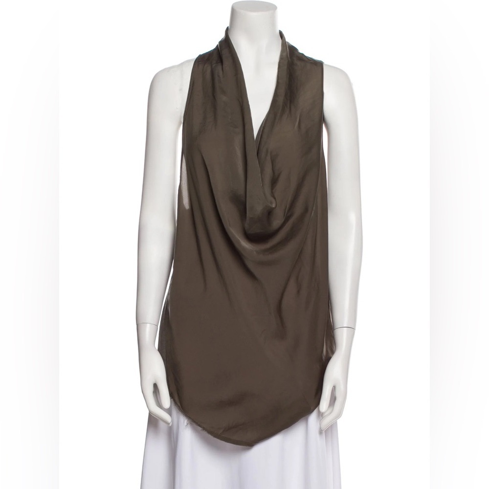 Kenar Drape Neck Blouse in Brown Shimmer